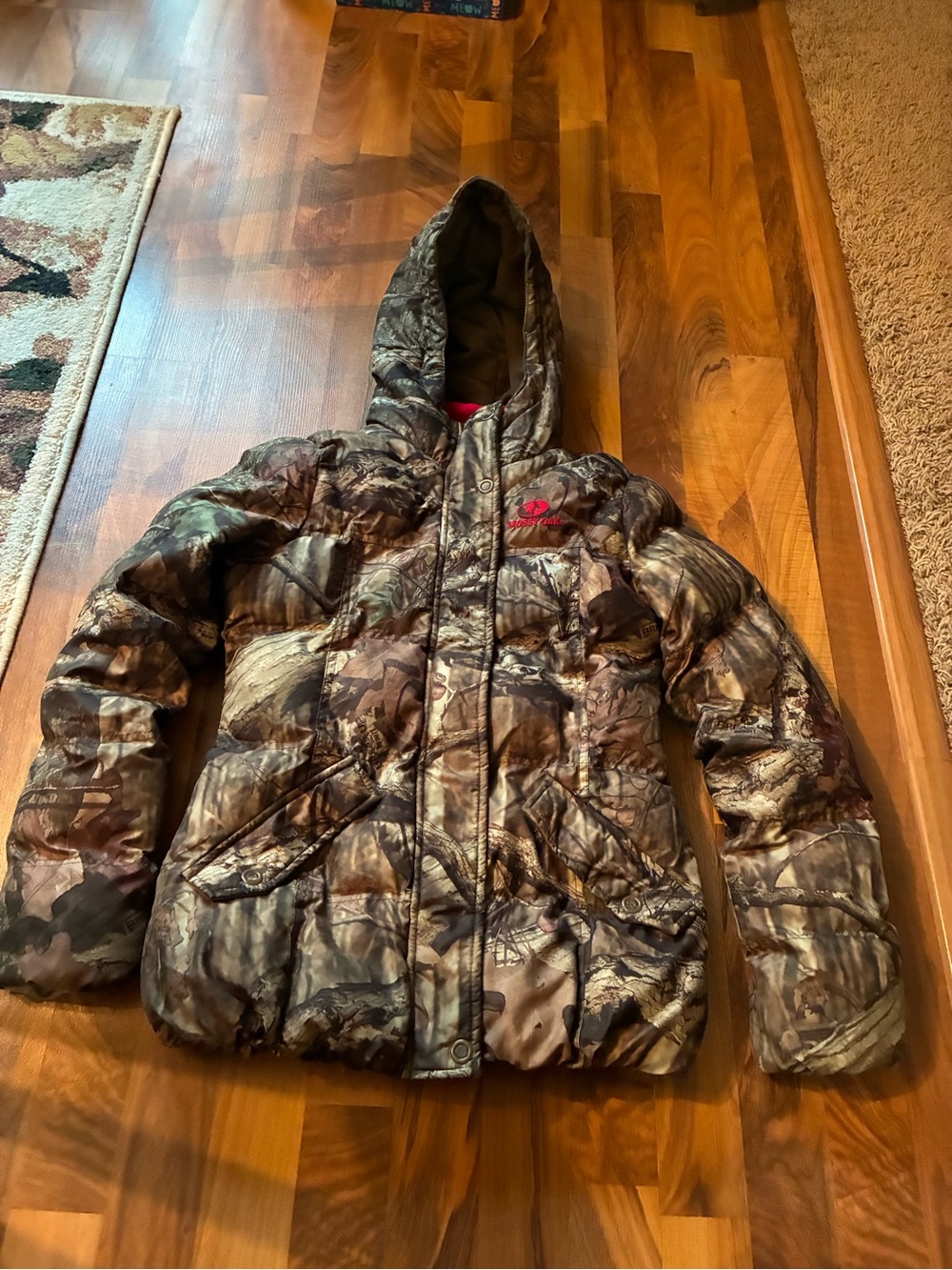 Mossy Oak Kids Camo Hooded Puffer Jacket - Brown & Green